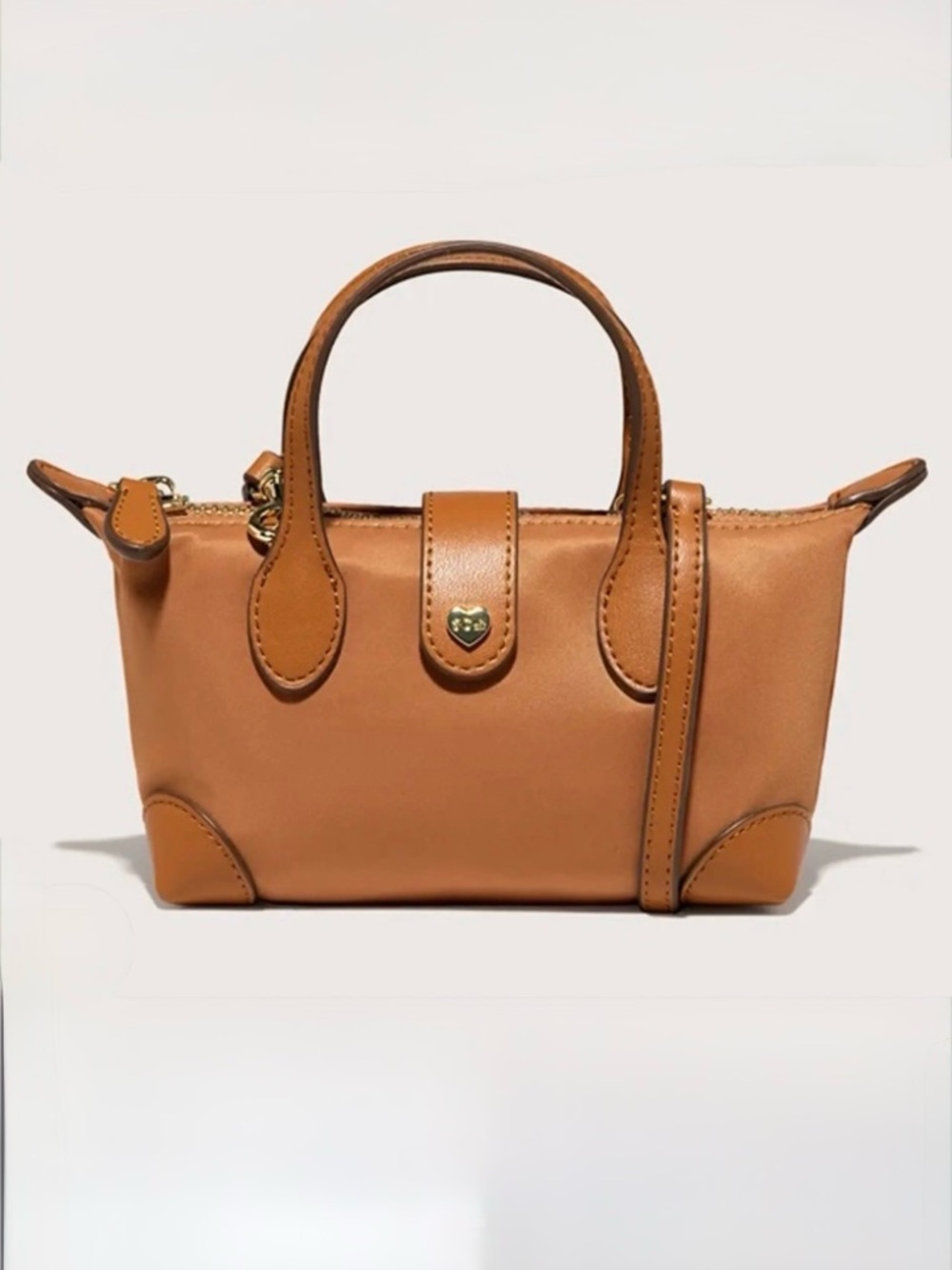 Stoney Clover Lane Tan camel nylon Top-Handle and crossbody Pouchette 01 EUC
